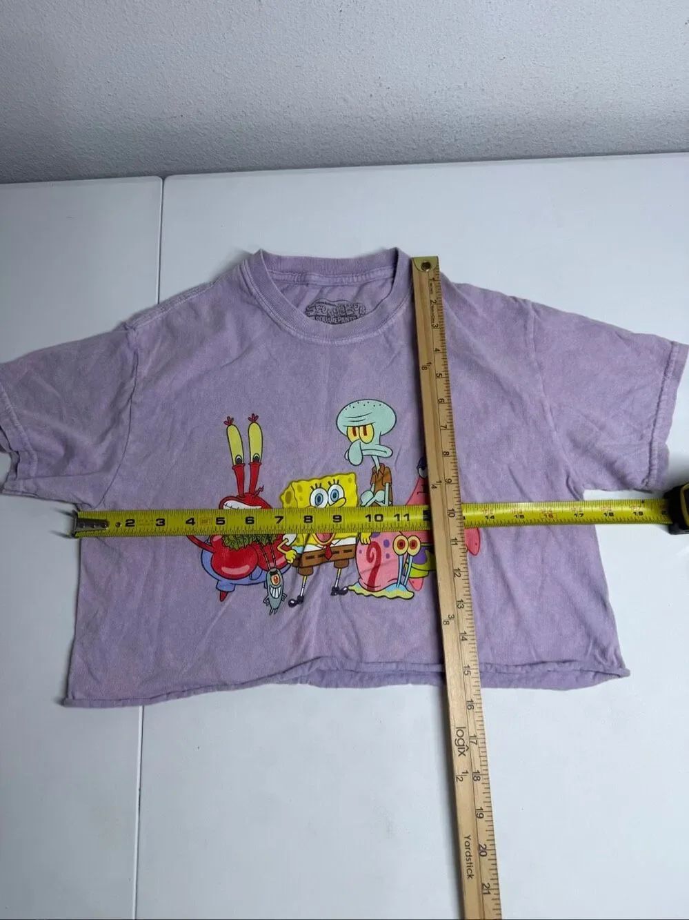 SpongeBob SquarePants Purple Crop T Shirt Womens Size S Rare Collectible Cartoon - Picture 4 of 6